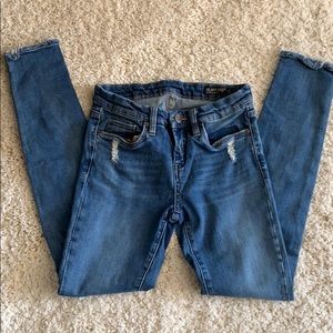 BLANK NYC Dark/Medium Wash Jeans w/ Distressed Hem